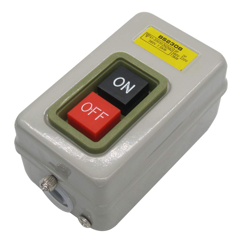 Push Button Switch, On/Off Start Stop Switch 3P Self-Locking Mechanical Equipment Switch 110/220/380V 10A