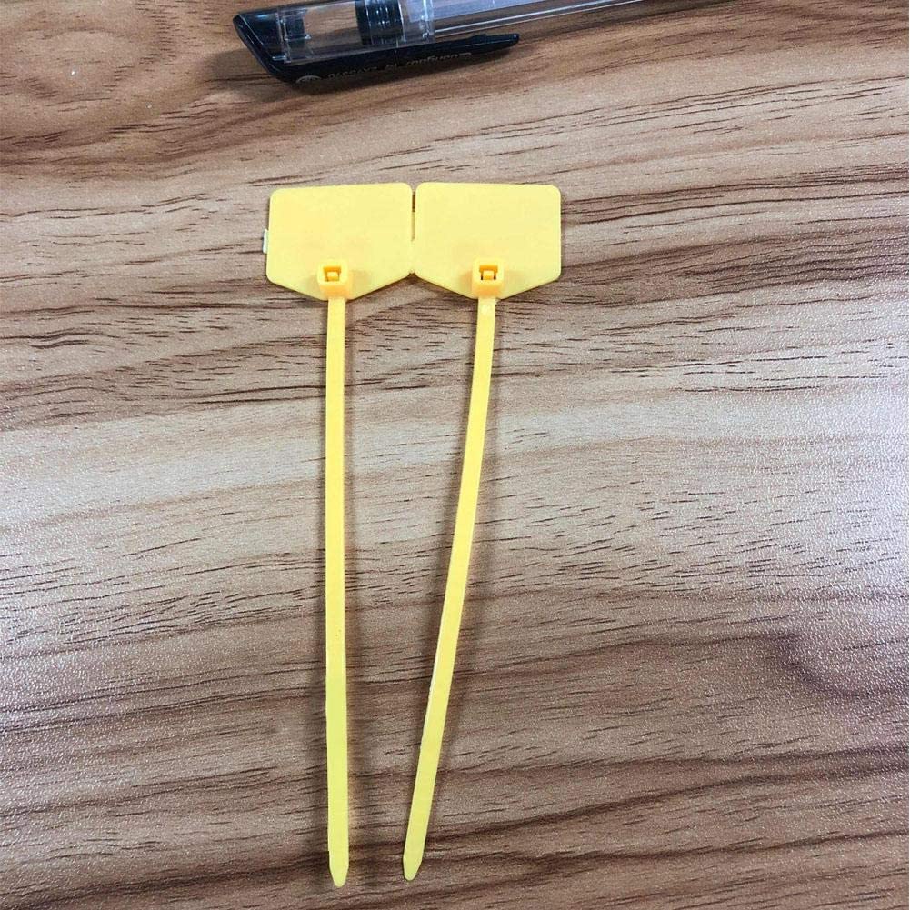 Pack of 100 Cable Labels Nylon Cable Ties Zip Ties Marker Ties Self-Locking Nylon Plastic Ties Cord Cable Management Wraps Power Making Label Mark Tags(Yellow)