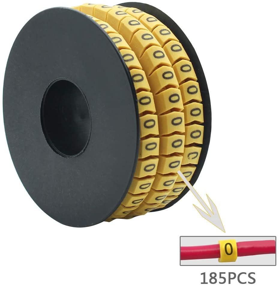 0-9 Number Tube,Yellow Flexible PVC Concave Cable Wire Markers Label Tag (Size - 1.5mm to 16mm)  EC-J, EC-0, EC-1, EC-2, EC-3, EC-5, EC-8