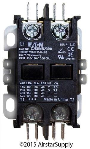 Eaton/Cutler Hammer C25BNB230A Contactor, 2-Pole, 30 Amp, 120 VAC Coil Voltage