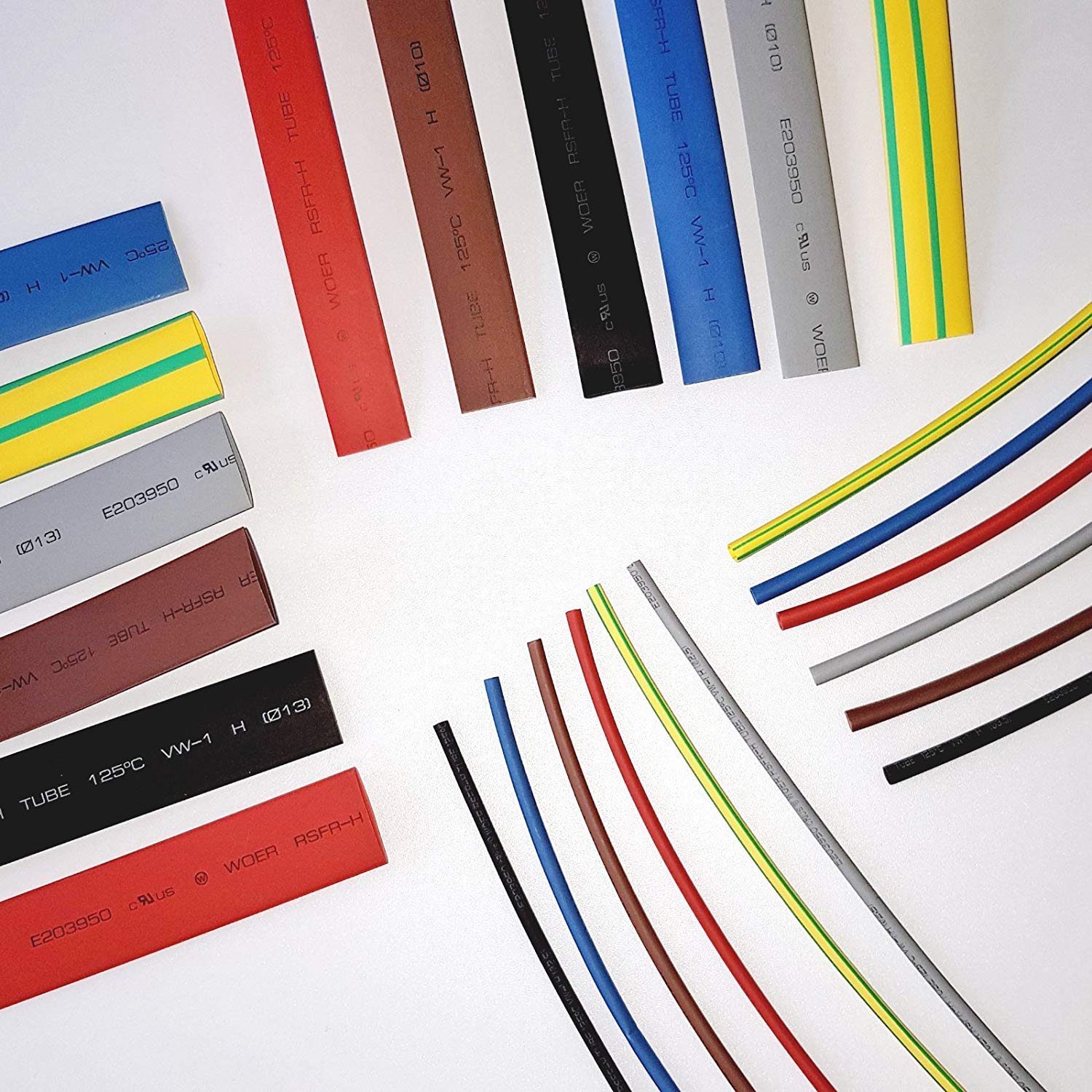 Heat Shrink Rubber Sleeves Tubing Size Ratio 1 : 2 Red,Yellow,Blue,Black,Y/G,Green,White,Grey,Orange,Brown