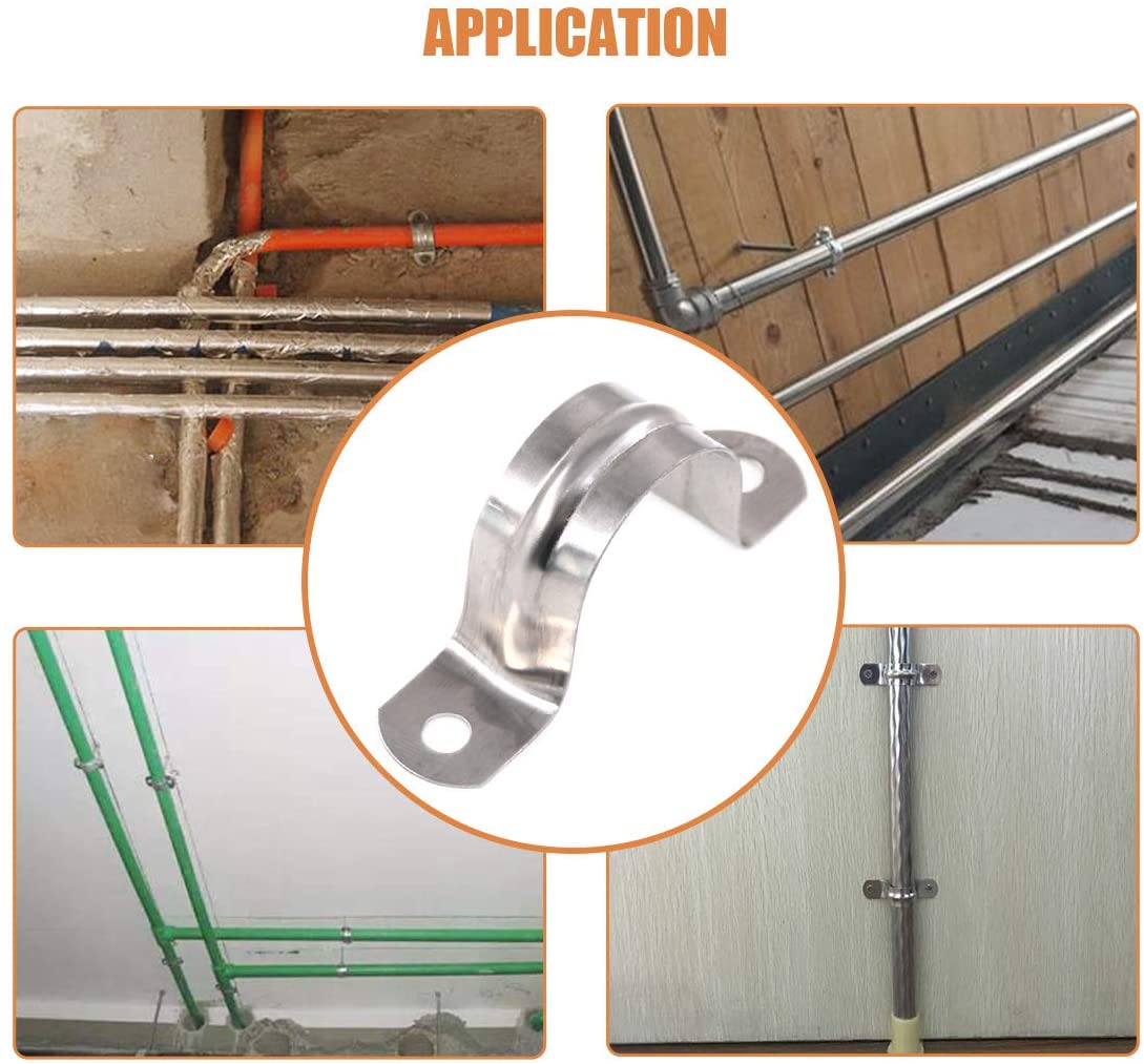 Two Hole Strap U Bracket Tube Strap Tension Clips Stainless Steel Heavy Duty & Normal Rigid Pipe Strap Clamp