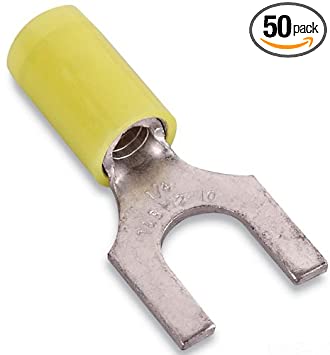 100pcs Fork Terminals Insulated Fork Spade U-Type Wire Connector Electrical Cable Crimp Terminals. Size: 1.25, 2.25, 5.5