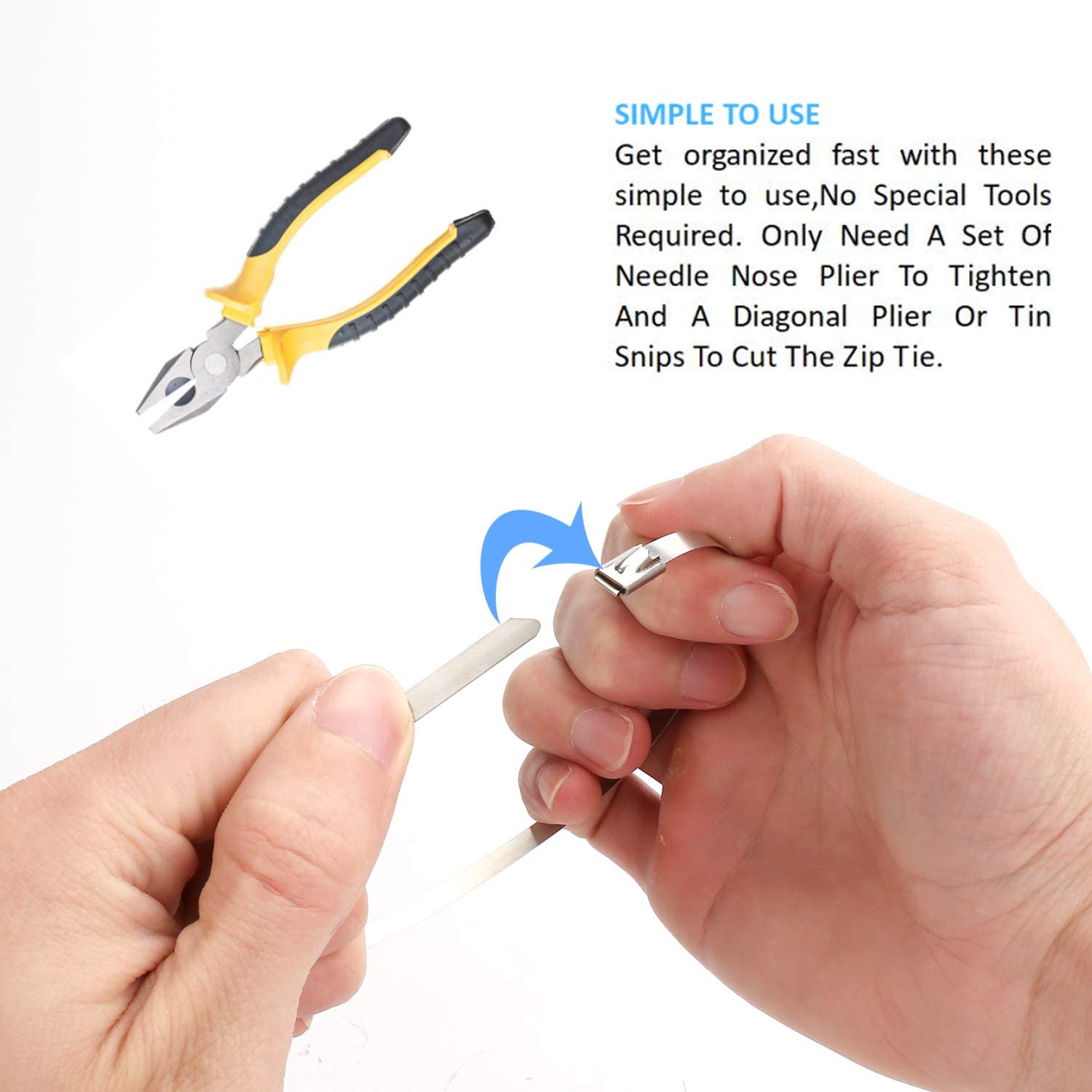 Stainless Steel, Multi-purpose Heavy Duty Self-locking Cable Ties,Suitable for Exhaust Wrapping, Fence, Outdoor and Canopy Etc. Size : 4.6x100, 4.6x150, 4.6x200, 4.6x300, 4.6x400, 4.6x500, 7.6x600, 7.6x800, 7.6x1000
