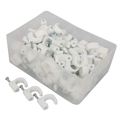 Hardware Circle Cable Clip with Nails for (100 pcs) (White) Size - 4mm,6mm,7mm,8mm,10mm,12mm,14mm,18mm,22mm
