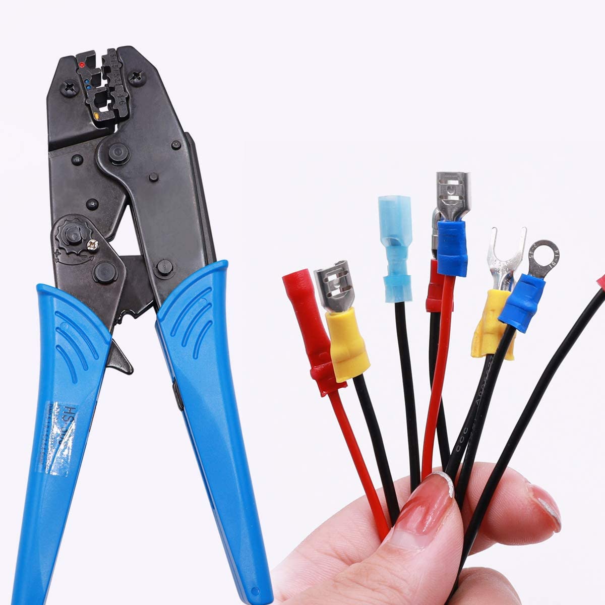 HS-30J Ratchet Crimping Tool Used to Crimp 0.5-6mm² （AWG22-10） for Insulated Terminal Butt/Bullet/Ring/Fork/Spade Terminal Connectors Crimping Pliers Termial Crimping Tools HS-30J