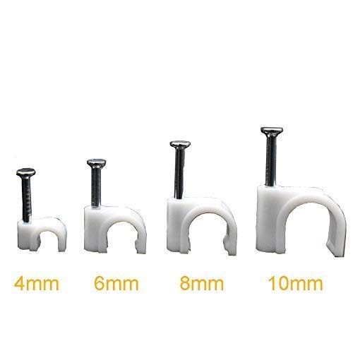 Hardware Circle Cable Clip with Nails for (100 pcs) (White) Size - 4mm,6mm,7mm,8mm,10mm,12mm,14mm,18mm,22mm
