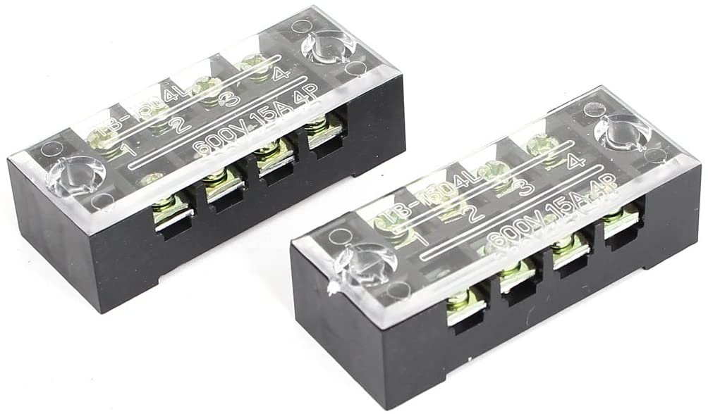TB1504L Double Row 4 Position 600V 15A Barrier Terminals Block 2pcs