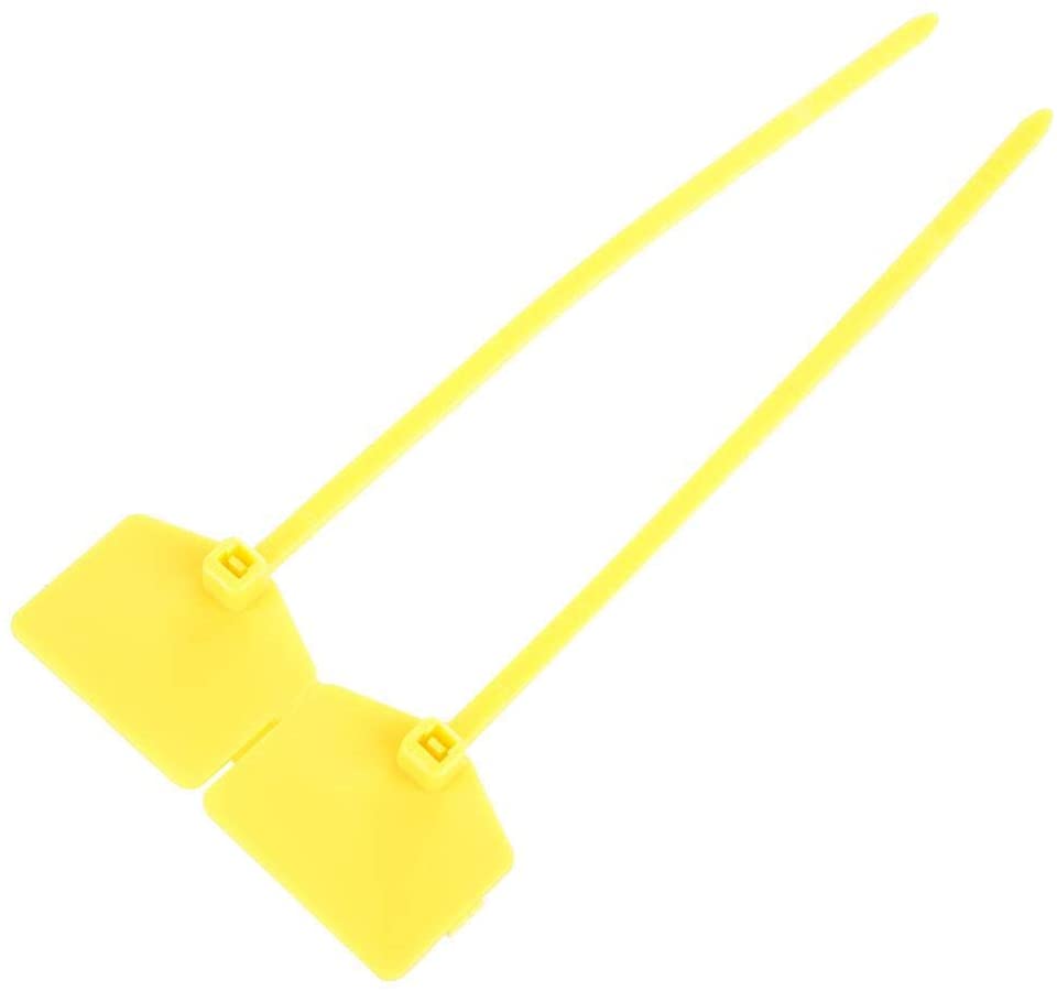 Pack of 100 Cable Labels Nylon Cable Ties Zip Ties Marker Ties Self-Locking Nylon Plastic Ties Cord Cable Management Wraps Power Making Label Mark Tags(Yellow)