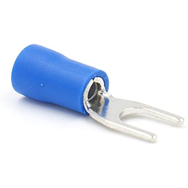 100pcs Fork Terminals Insulated Fork Spade U-Type Wire Connector Electrical Cable Crimp Terminals. Size: 1.25, 2.25, 5.5