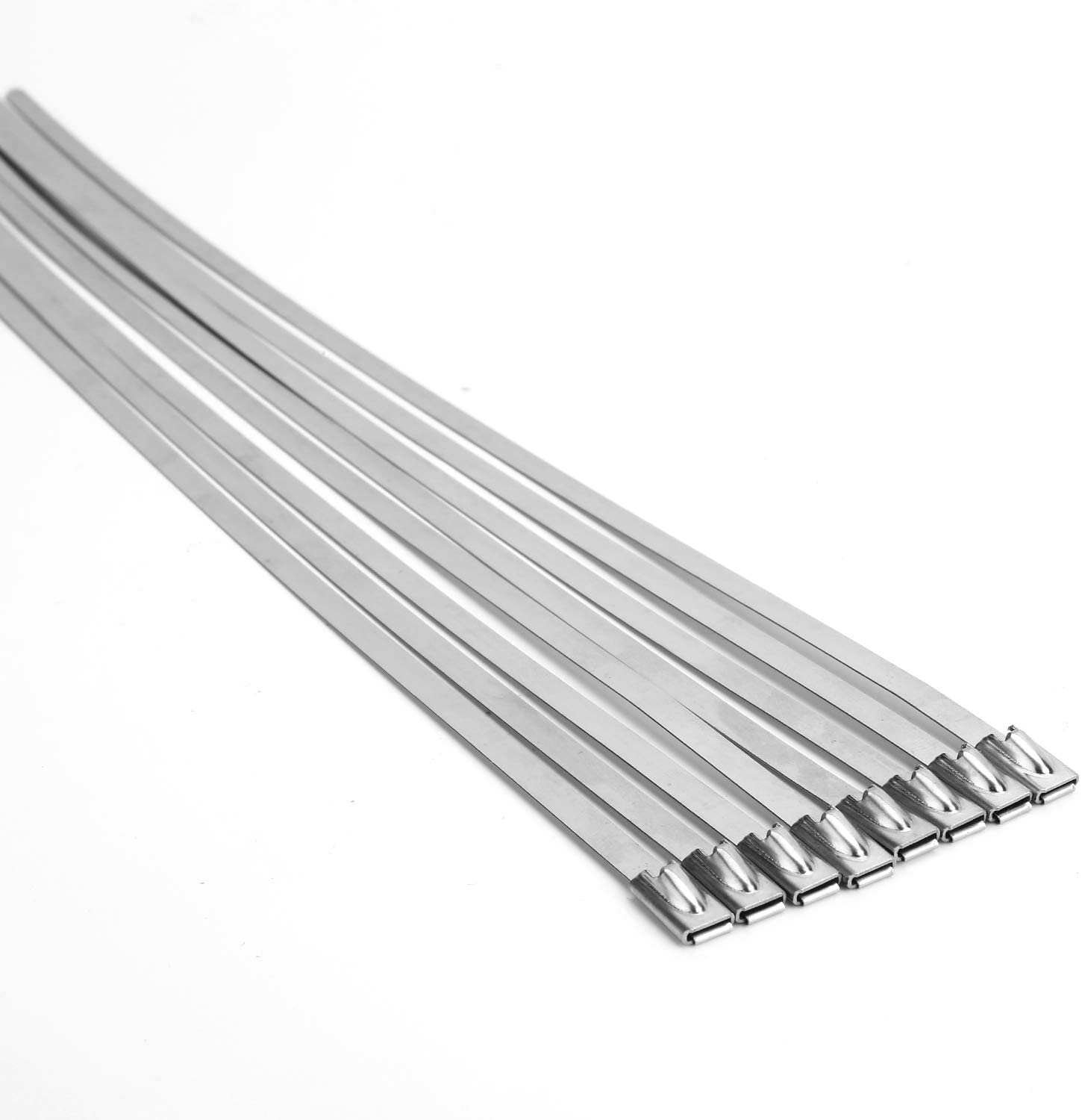Stainless Steel, Multi-purpose Heavy Duty Self-locking Cable Ties,Suitable for Exhaust Wrapping, Fence, Outdoor and Canopy Etc. Size : 4.6x100, 4.6x150, 4.6x200, 4.6x300, 4.6x400, 4.6x500, 7.6x600, 7.6x800, 7.6x1000