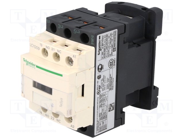 Schneider LC1D09 Contactor 9A TP 1NO+1NC 24VDC