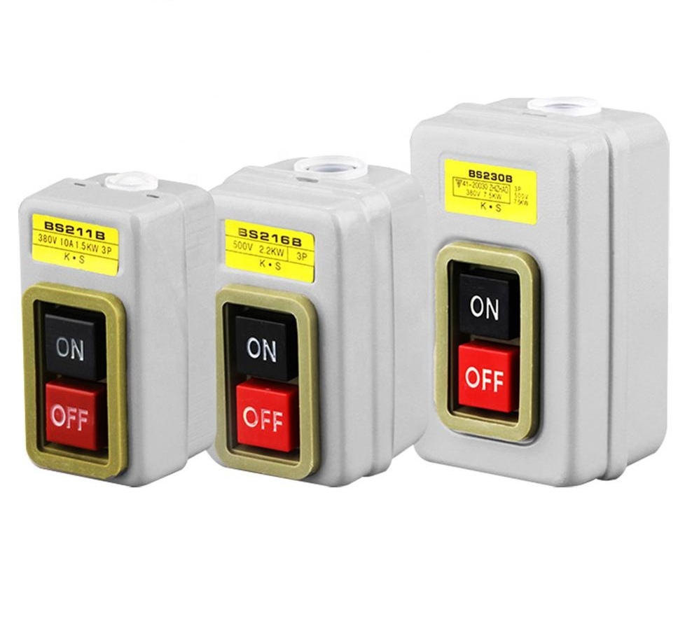 Push Button Switch, On/Off Start Stop Switch 3P Self-Locking Mechanical Equipment Switch 110/220/380V 10A