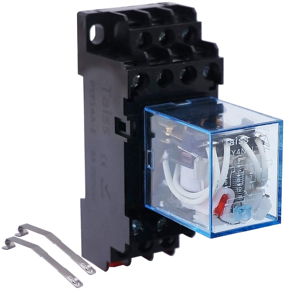 DC 24V Coil 14 Pins 4PDT 4NO 4NC Electromagnetic Power Relay 5A with Exquisite and Upscale Socket Base