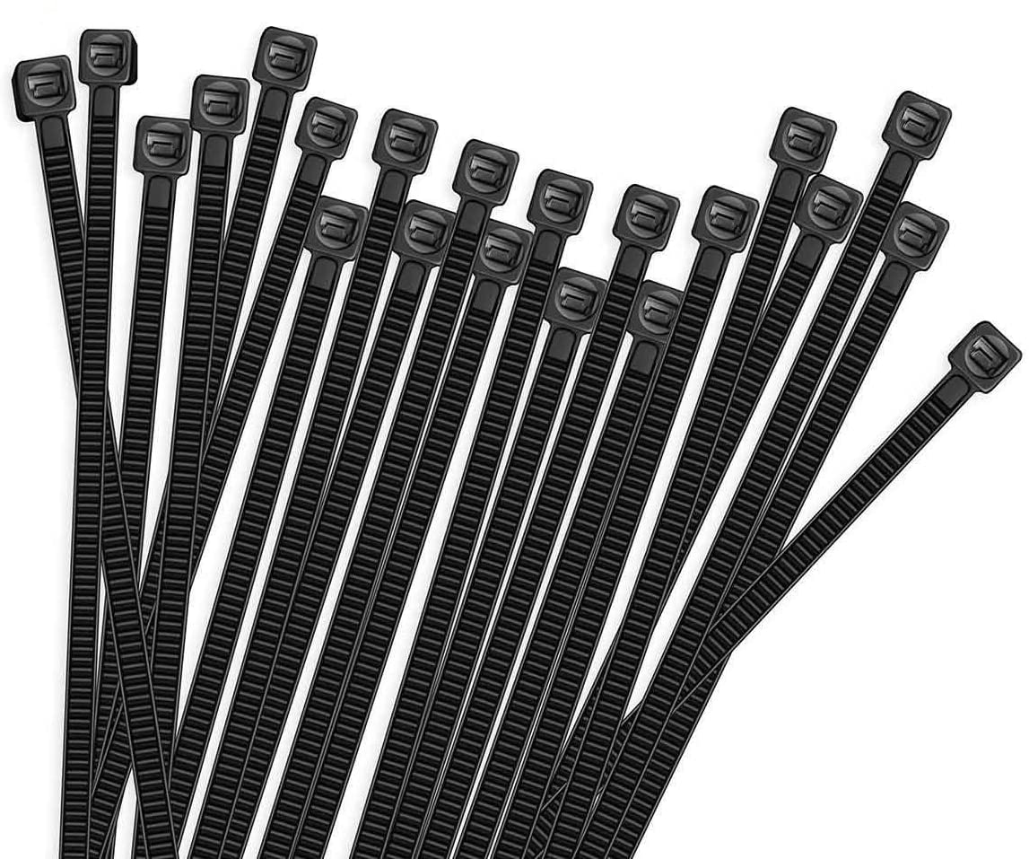 Self-Locking Black Nylon Tie Wraps for Indoor and Outdoor (Black)