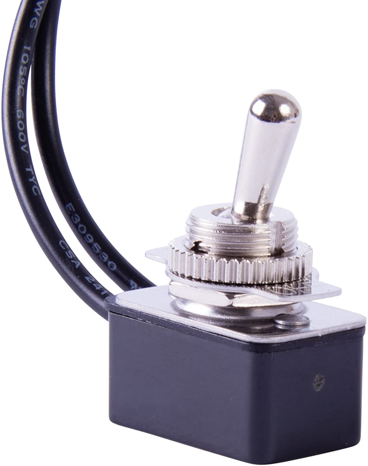 Electrical Toggle Switch, SPST, ON-OFF, 8 A/125 V, 6 inch Wire Terminal,Silver,(SPST) - ⅓ HP/125 V AC, 10 A/125 V AC