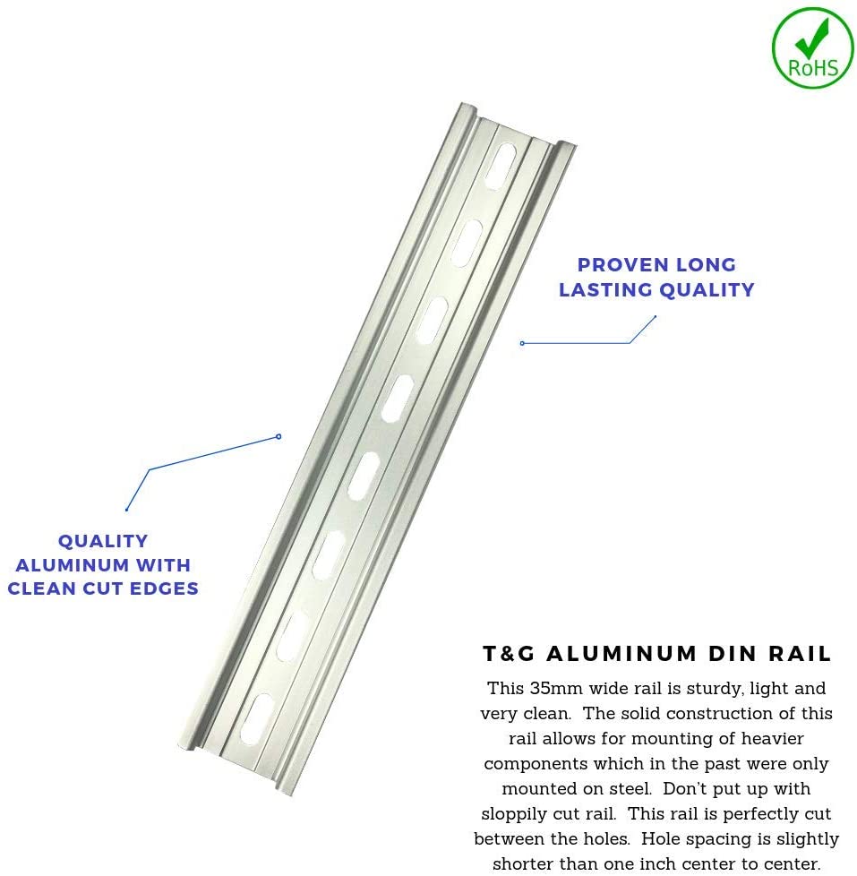 DIN Rail Slotted Aluminum 2 mtr piece