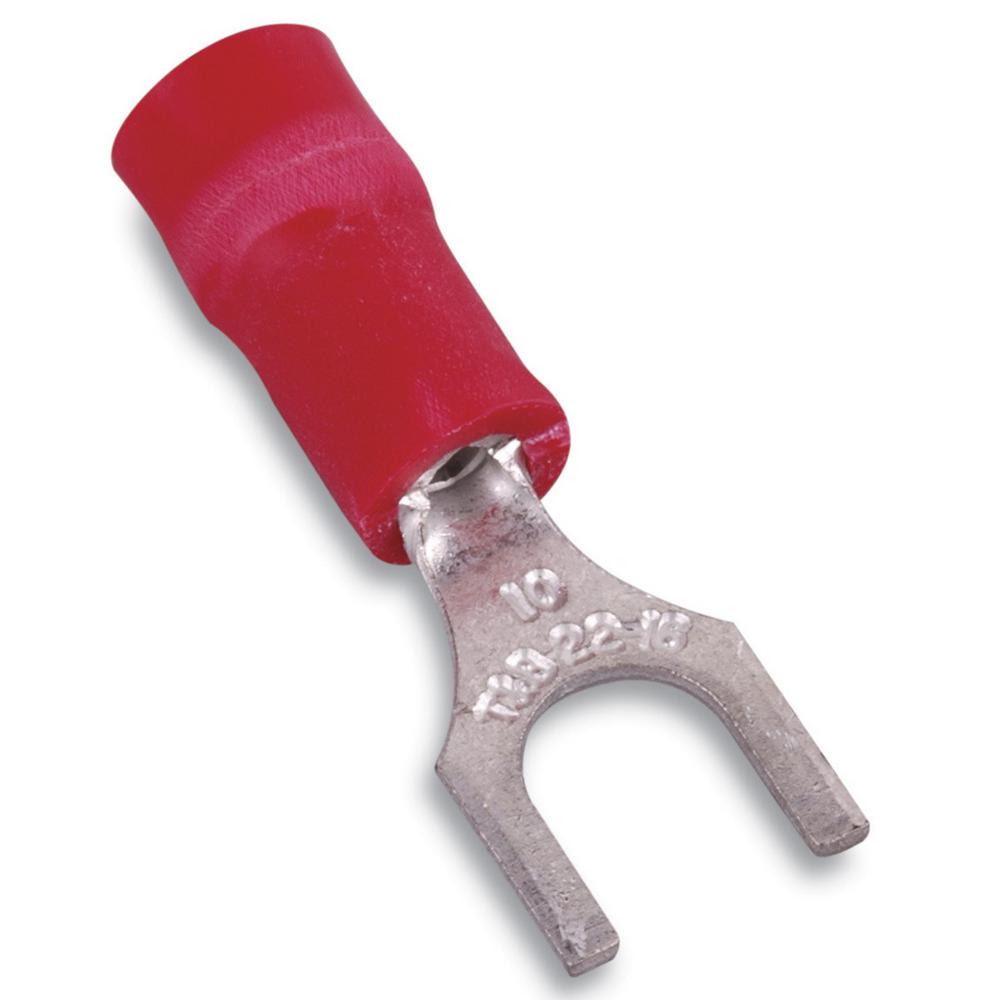 100pcs Fork Terminals Insulated Fork Spade U-Type Wire Connector Electrical Cable Crimp Terminals. Size: 1.25, 2.25, 5.5
