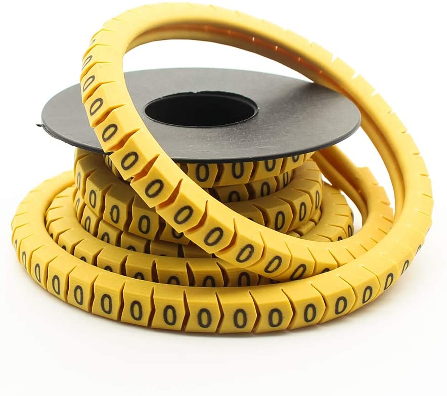 0-9 Number Tube,Yellow Flexible PVC Concave Cable Wire Markers Label Tag (Size - 1.5mm to 16mm)  EC-J, EC-0, EC-1, EC-2, EC-3, EC-5, EC-8