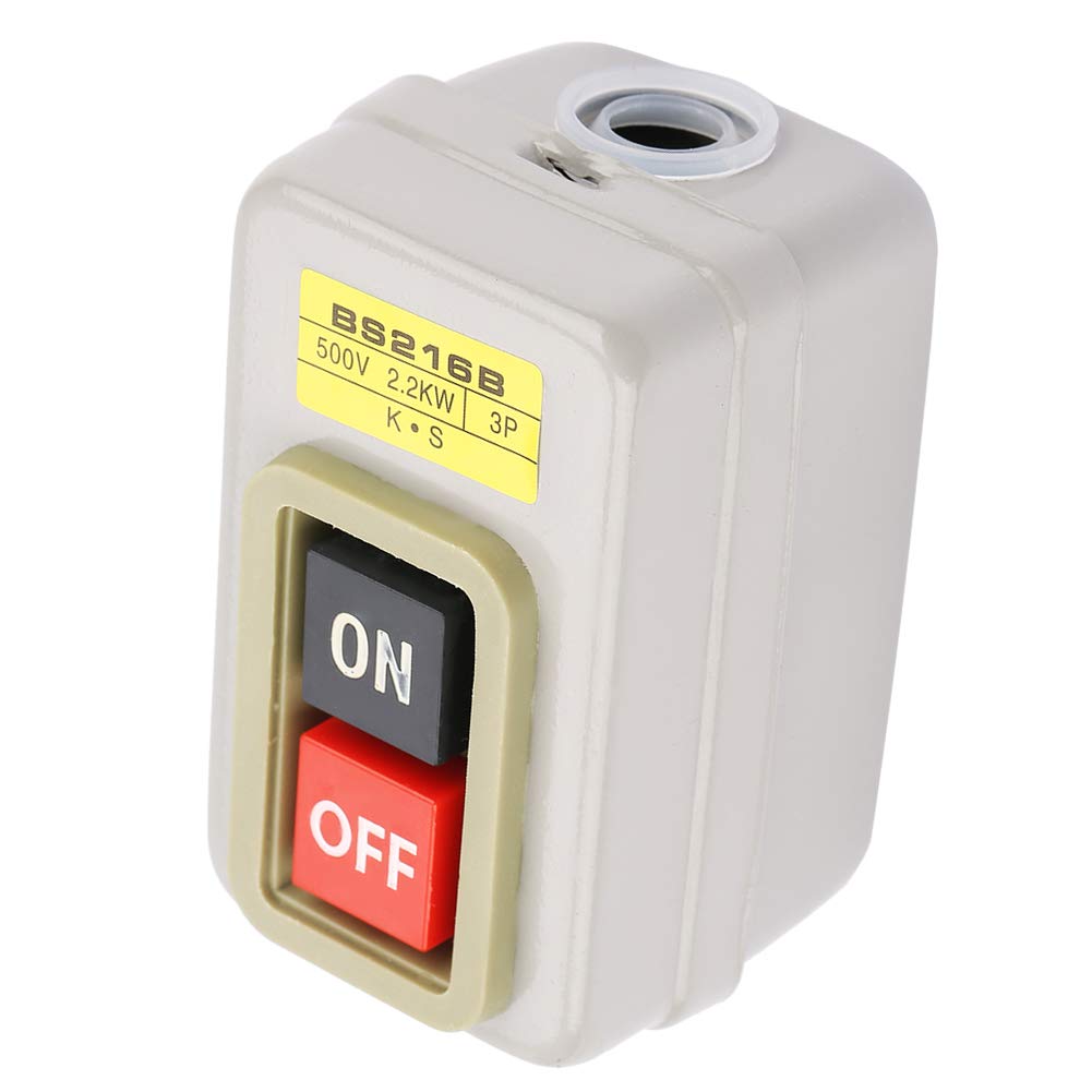 Push Button Switch, On/Off Start Stop Switch 3P Self-Locking Mechanical Equipment Switch 110/220/380V 10A