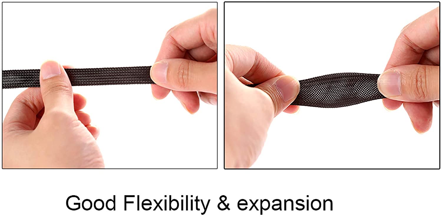 Expandable Braided Sleeving – Black – Alex Tech braided cable sleeve Size : 10mm, 16mm, 20mm