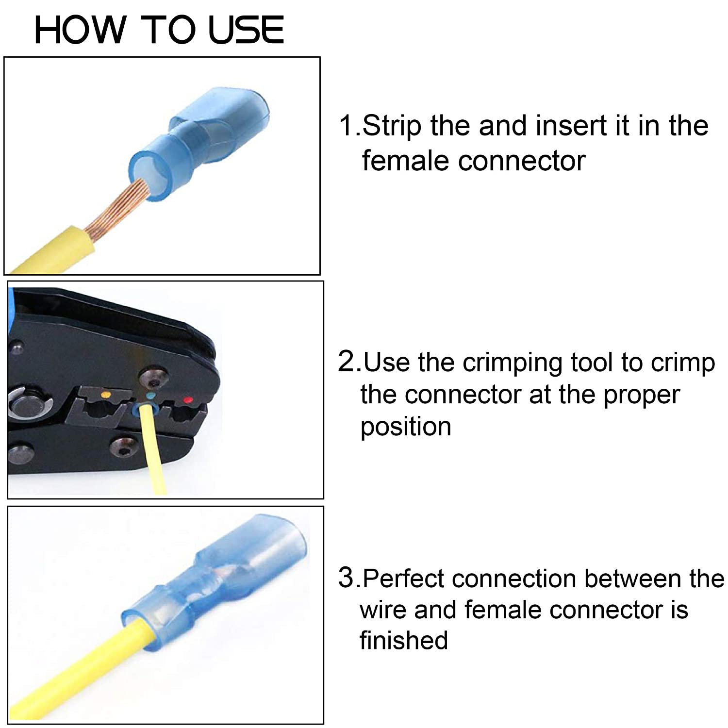 Fully Insulated Wire Crimp Terminal Nylon Quick Connectors Wiring Male/Female Spade,YuCool Disconnect Electrical Connectors