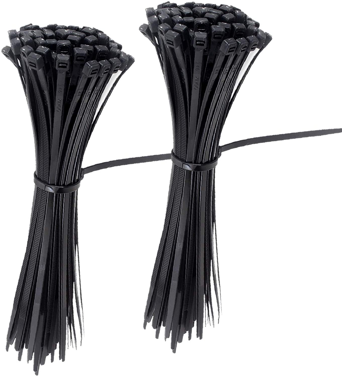 Self-Locking Black Nylon Tie Wraps for Indoor and Outdoor (Black)